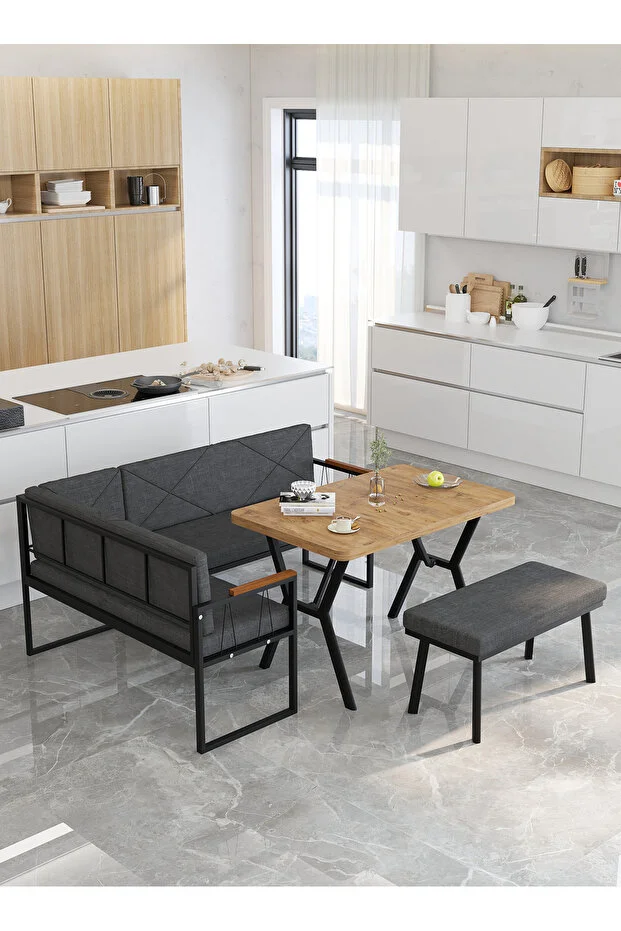 Src 70x110 Atlantik Masalı, Köşe Takımı, Mutfak, Balkon Köşe Takımı, Mutfak Masası Takımı - Antrasit